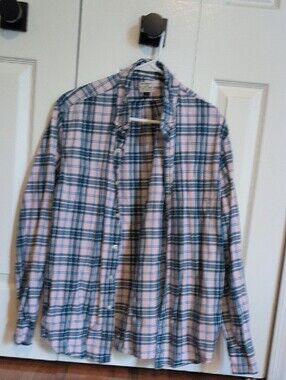 J. Crew Pink and Green Plaid Button-Down Shirt